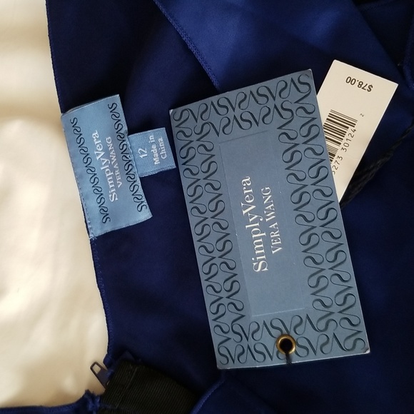 🆕 Vera Wang Blue Satin Dress NWT - Picture 5 of 8